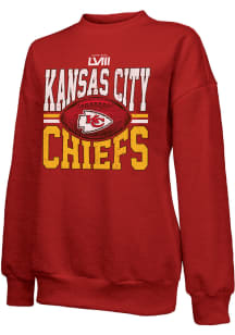 Kansas City Chiefs Womens Red 2023 Super Bowl Participants Fadeaway Crew Sweatshirt