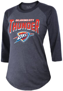 Oklahoma City Thunder Womens Navy Blue Triblend Reglan LS Tee