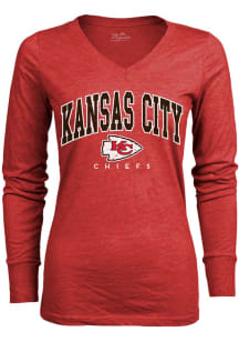 Kansas City Chiefs Womens Red Frontage LS Tee
