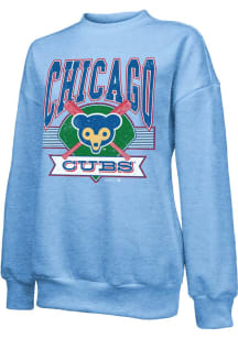 Chicago Cubs Womens Light Blue Oversized Crew Sweatshirt