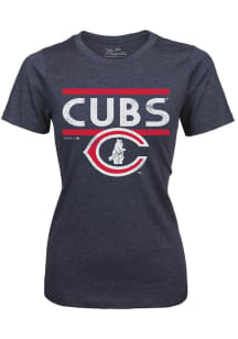 Chicago Cubs Womens Navy Blue Triblend Short Sleeve T-Shirt