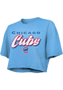 Chicago Cubs Womens Light Blue Cotton Short Sleeve T-Shirt