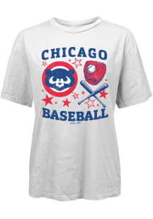 Chicago Cubs Womens White Cotton Short Sleeve T-Shirt