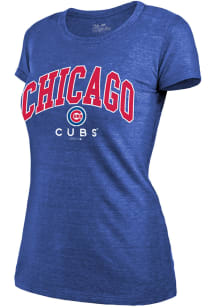 Chicago Cubs Womens Blue Triblend Frontage Short Sleeve T-Shirt