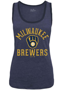Milwaukee Brewers Womens Navy Blue Goal Tank Top