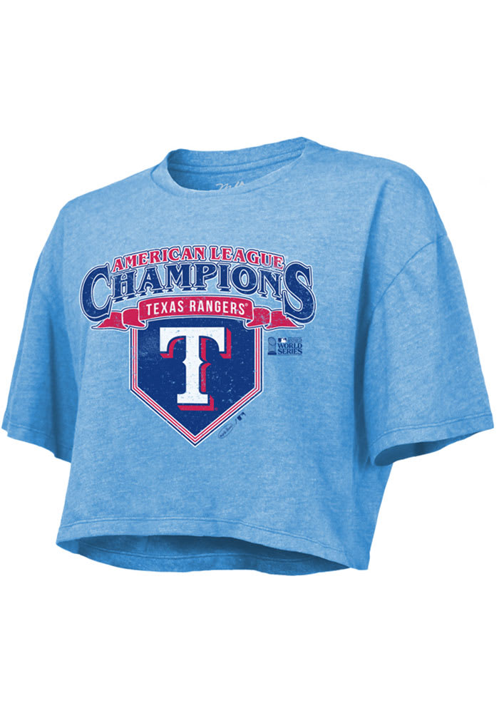 Texas Rangers Womens 2023 LCS Champions Confetti T-Shirt - LIGHT BLUE