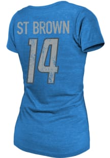 Amon-Ra St. Brown Detroit Lions Womens Blue Triblend Player T-Shirt