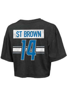 Amon-Ra St. Brown Detroit Lions Womens Black Cropped Player T-Shirt