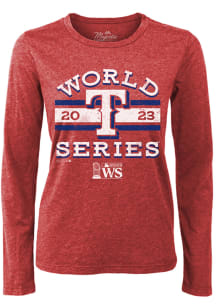 Texas Rangers Womens Red 2023 World Series Participant Contact LS Tee