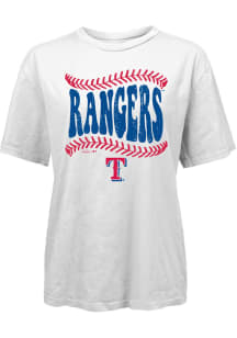 Texas Rangers Womens White Cotton Oversized Short Sleeve T-Shirt