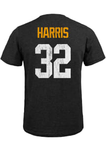 Franco Harris Pittsburgh Steelers Black Tri-Blend Name And Number Short Sleeve Fashion Player T ..