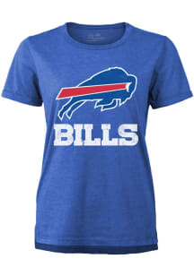 Buffalo Bills Womens Blue Cuffed Boyfriend Short Sleeve T-Shirt