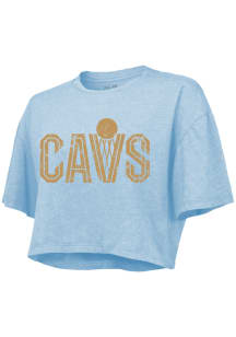 Cleveland Cavaliers Womens Light Blue Cropped Short Sleeve T-Shirt