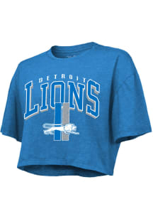 Detroit Lions Womens Blue Boxy Short Sleeve T-Shirt