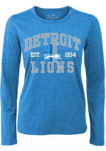 Detroit Lions Womens Blue Boyfriend LS Tee