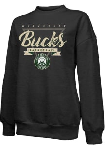 Milwaukee Bucks Womens Black Vintage Oversized Crew Sweatshirt