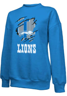 Detroit Lions Womens Blue Poster Crew Sweatshirt