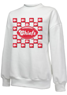 Kansas City Chiefs Womens White Checkered Crew Sweatshirt