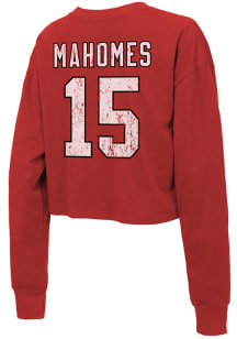 Patrick Mahomes Kansas City Chiefs Womens Red Primary Crop Long Sleeve Player T Shirt