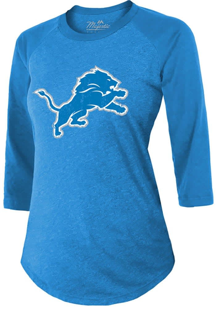 Detroit Lions Blue Primary Raglan Long Sleeve LS Tee