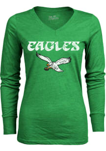 Philadelphia Eagles Womens Kelly Green Wordmark LS Tee