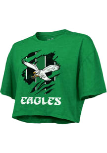 Philadelphia Eagles Womens Kelly Green Scratch Short Sleeve T-Shirt