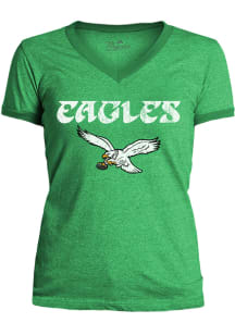 Philadelphia Eagles Womens Kelly Green Triblend Wordmark Short Sleeve T-Shirt