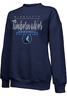 Minnesota Timberwolves Womens Navy Blue Vintage Oversized Crew Sweatshirt