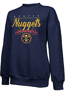 Denver Nuggets Womens Navy Blue Vintage Oversized Crew Sweatshirt