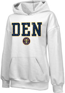 Denver Nuggets Womens White Empire Hooded Sweatshirt