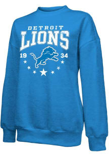 Detroit Lions Womens Blue Star Oversized Crew Sweatshirt