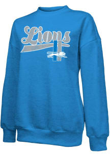 Detroit Lions Womens Blue Script Oversized Crew Sweatshirt