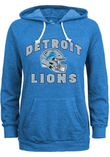 Detroit Lions Womens Blue Bold Triblend Hooded Sweatshirt