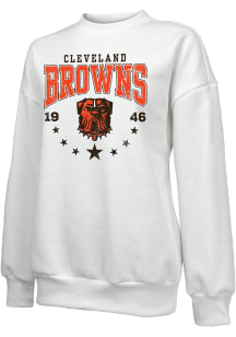 Cleveland Browns Womens White Oversized Crew Sweatshirt