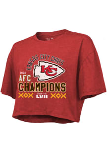 Kansas City Chiefs Womens Red 2022 Conference Champs Hard Count Short Sleeve T-Shirt