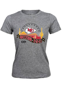 Kansas City Chiefs Womens Grey 2022 Super Bowl Participant Hollywood Short Sleeve T-Shirt