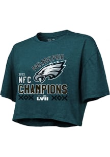 Philadelphia Eagles Womens Midnight Green 2022 Conference Champs Hard Count Short Sleeve T-Shirt