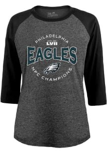 Philadelphia Eagles Womens Black 2022 Conference Champs Highlight LS Tee