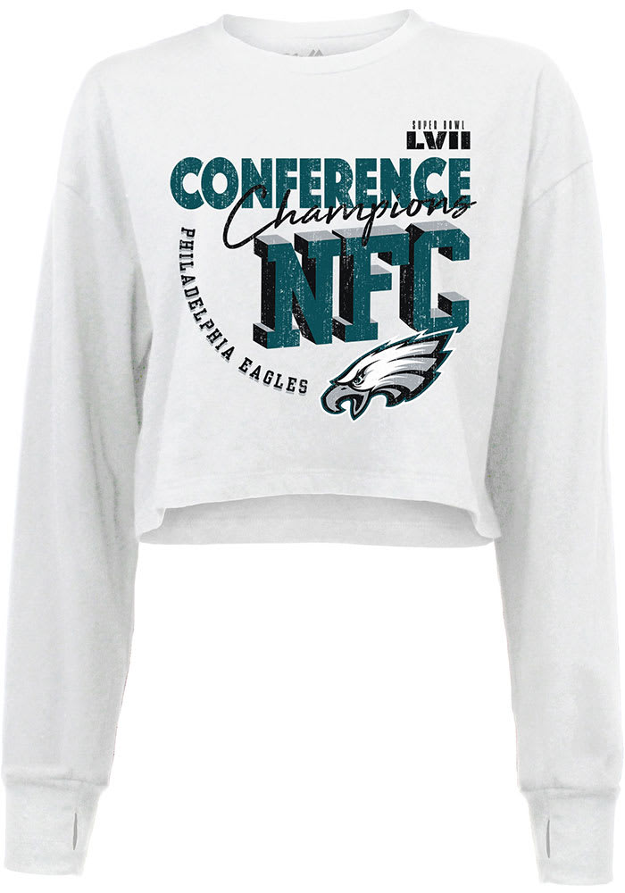 Philadelphia Eagles New Era Women's Crop Long Sleeve T-Shirt - Midnight  Green