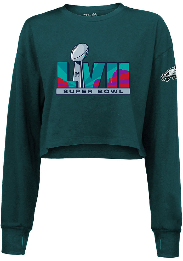 Philadelphia Eagles New Era Women's Crop Long Sleeve T-Shirt - Midnight  Green