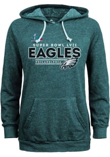 Philadelphia Eagles Womens Midnight Green 2022 Super Bowl Participant Interception Hooded Sweats..