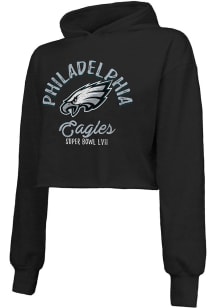 Philadelphia Eagles Womens Black 2022 Super Bowl Participant Victory Hooded Sweatshirt