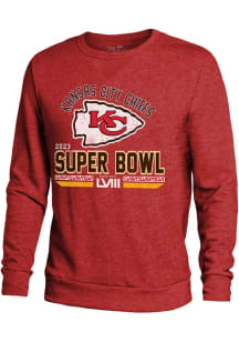 Kansas City Chiefs Mens Red 2023 Super Bowl Participant Hard Count Long Sleeve Fashion Sweatshir..