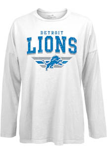 Detroit Lions Womens White Cotton LS Tee