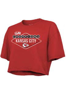 Kansas City Chiefs Womens Red Super Bowl LVIII Champs Vegas Sign Short Sleeve T-Shirt