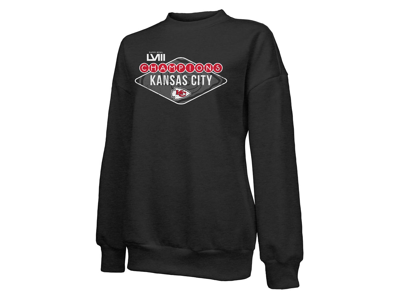 Women's WEAR by Erin Andrews Black Kansas City Chiefs Super Bowl LVIII  Champions Cropped Fleece Pullover Hoodie