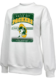 Green Bay Packers Womens White Oversized Crew Sweatshirt
