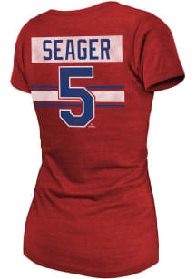 Corey Seager Texas Rangers Womens Red 2023 WS Champions Hard Hit Player Player T-Shirt