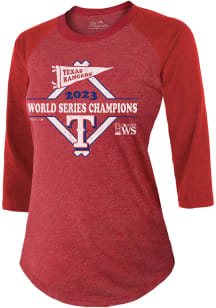 Texas Rangers Womens Red 2023 WS Champions Final Step LS Tee