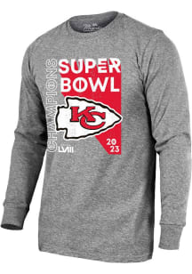 Kansas City Chiefs Grey Super Bowl LVIII Champions Long Sleeve Fashion T Shirt